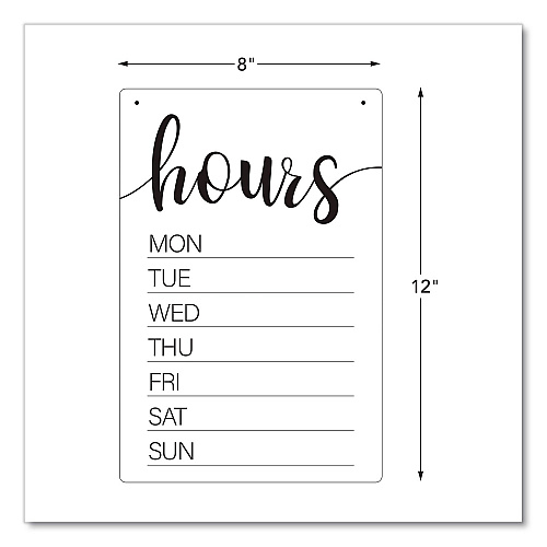 COSCO Dry Erase Business Hours Spa Style Sign, White 8 x 12 Surface (098644)