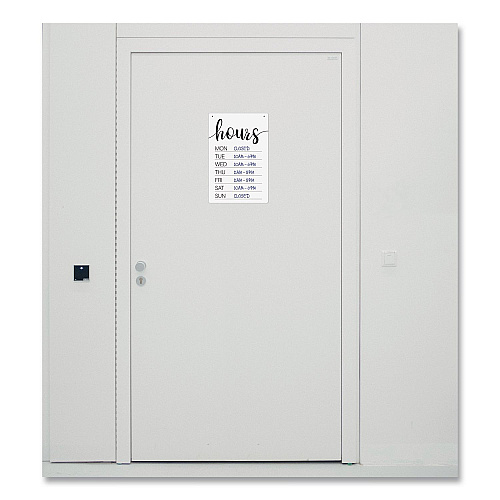 COSCO Dry Erase Business Hours Spa Style Sign, White 8 x 12 Surface (098644)