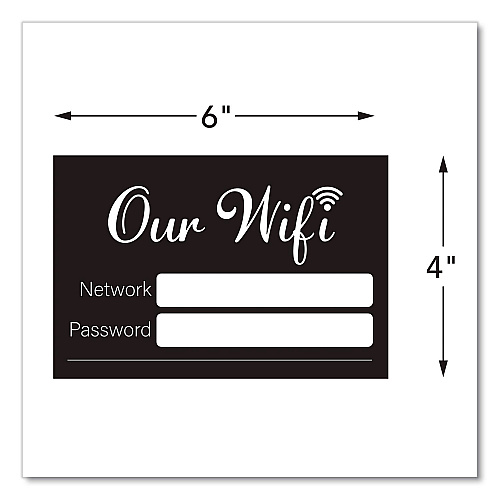 COSCO Wi-Fi Password Indoor Sign, 6 x 4, Black/White (098646)