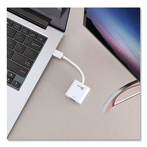 j5create HDMI to VGA Audio/Video Adapter, HDMI/VGA, 1.8", White (JDA213)