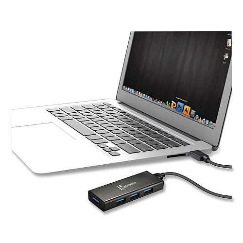 j5create Sub 3.0 4-Port Mini Hub, Black (JUH340)