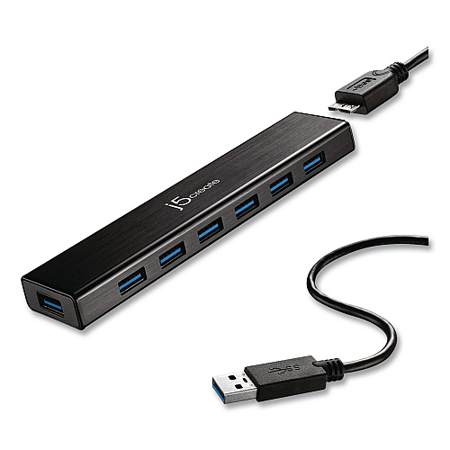 j5create 7-Port USB 3.0 Hub, Black (JUH377)