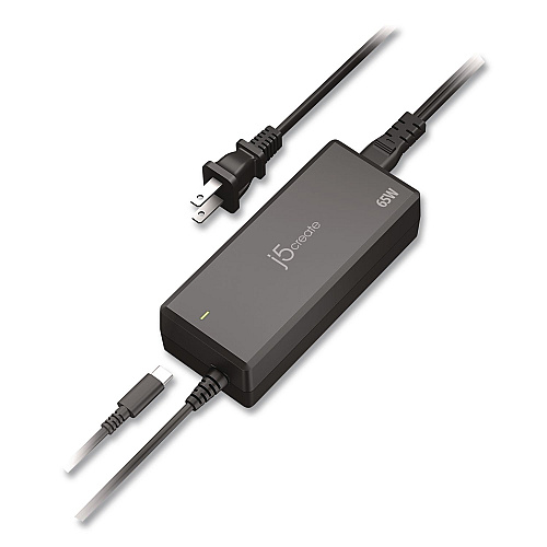j5create 65 W USB-C Charger, Black (JUP1265)