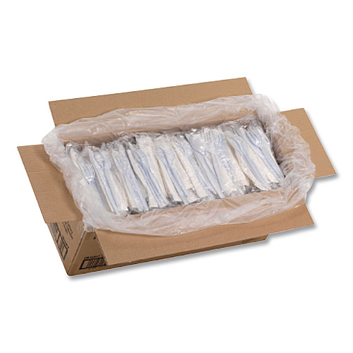 Dixie Individually Wrapped Mediumweight Polystyrene Cutlery, Fork/Knife/Teaspoon/Napkin, Plastic, White, 250/Carton (CM26NC7)