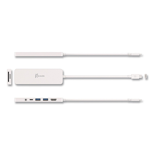 j5create Multi-Port Hub for USB-C Enabled Laptops, 4-Port, White (JCD373)