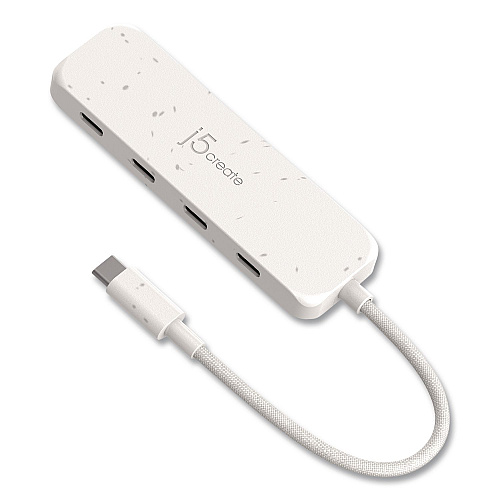 j5create 4-Port USB-C Hub, Pure White (JCH345EW)