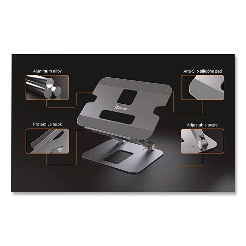 j5create Multi-Angle Laptop Stand, Space Gray/Silver, Supports 9 lbs (JTS127)