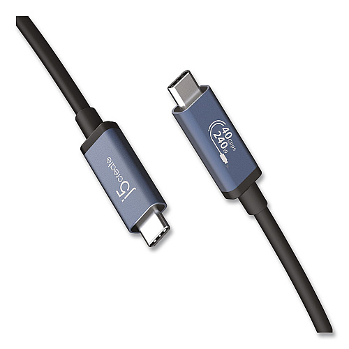 j5create USB-C to USB-C Cable, 2.6 ft, Black/Space Gray (JUC29L08)