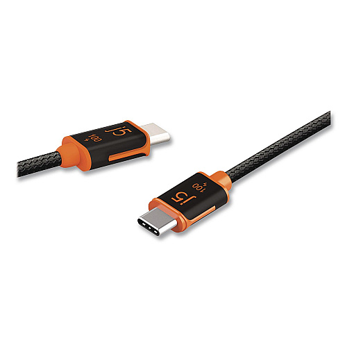 j5create USB-C to USB-C Charging Cable, 5.9 ft, Black/Orange (JUCX25L18)