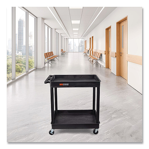 Luxor ENDURA Two-Shelf Utility Cart, Plastic, 400 lb Capacity, 32 x 24 x 37.5. Black (TC11)