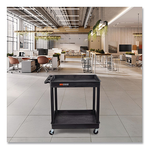 Luxor ENDURA Two-Shelf Utility Cart, Plastic, 400 lb Capacity, 32 x 24 x 37.5. Black (TC11)