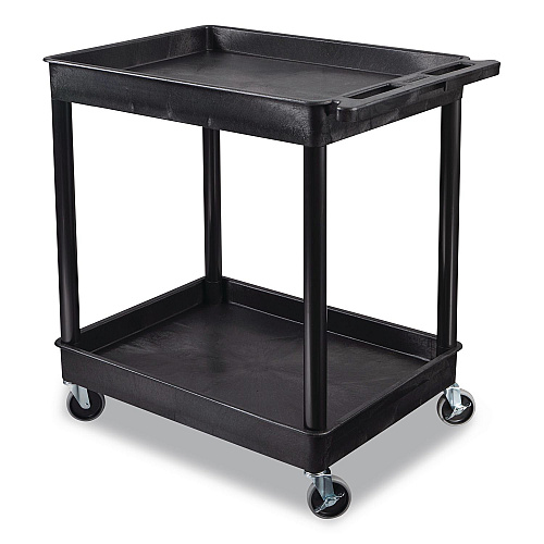Luxor ENDURA Two-Shelf Utility Cart, Plastic, 400 lb Capacity, 32 x 24 x 37.5. Black (TC11)