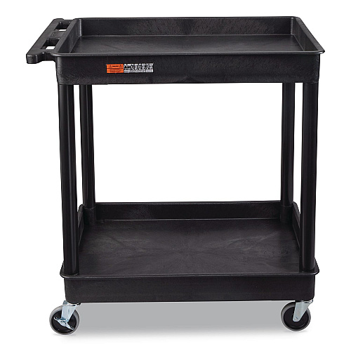 Luxor ENDURA Two-Shelf Utility Cart, Plastic, 400 lb Capacity, 32 x 24 x 37.5. Black (TC11)