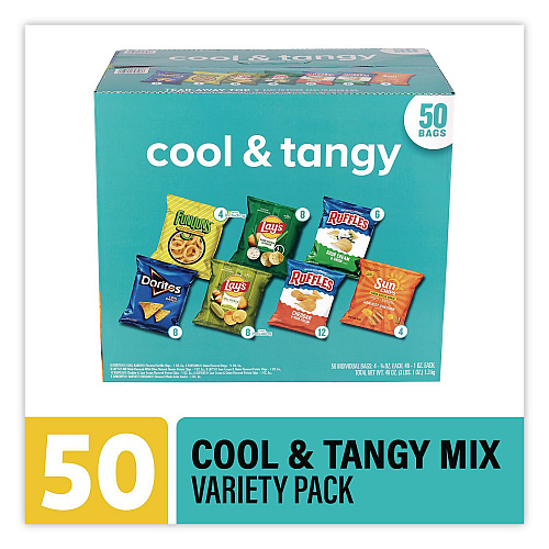 Frito-Lay Cool and Tangy Mix Variety Pack, Assorted Flavors, (4) 0.75 oz/(46) 1 oz, 50 Bags/Carton (22002669)
