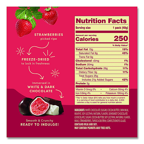 Tru Fru Hyper-Dried Grab and Go Strawberries in White and Dark Chocolate, 1.7 oz Packet, 12/Carton (22002830)