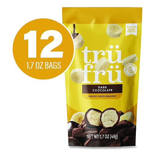 Tru Fru Hyper-Dried Grab and Go Dried Bananas in Dark Chocolate, 1.7 oz Packet, 12/Carton (22002831)