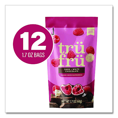 Tru Fru Hyper-Dried Grab and Go Raspberries in White and Dark Chocolate, 1.7 oz Packet, 12/Carton (22002832)