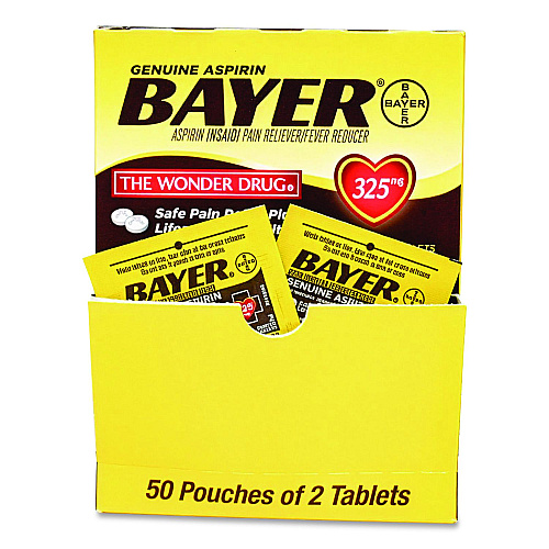 SUREFILL Bayer Aspirin, 2 Tablets/Packet, 50 Packets/Box (ATBA100)