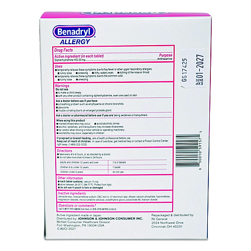 SUREFILL Benadryl Allergy, 2 Tablets/Packet, 30 Packets/Box (ATBD60)