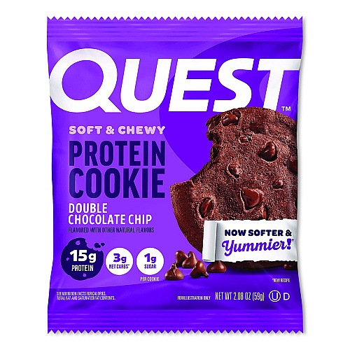 Quest Gluten Free Protein Cookies, Double Chocolate Chip, 2.08 oz Bag, 12/Carton (22002860)