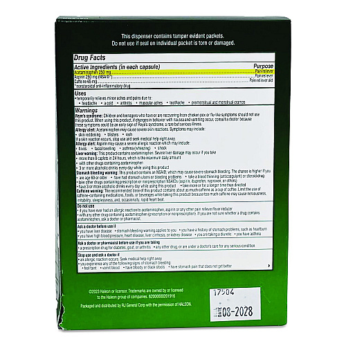 SUREFILL Excedrin, 2 Tablets/Packet, 25 Packets (ATEX50)
