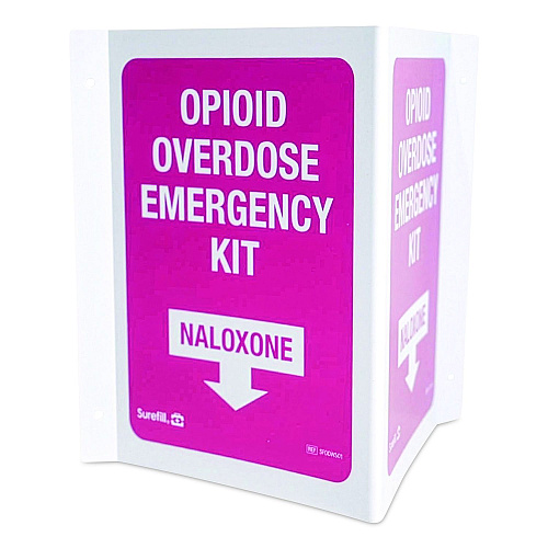 SUREFILL Overdose Kit Three-Way Wall Sign, 2.25 x 3 x 5.5 (SFODWS01)