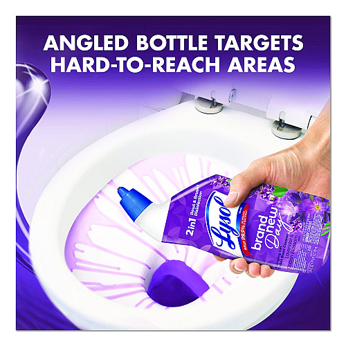 LYSOL Brand Clinging Gel Brand New Day Toilet Bowl Cleaner, Lavender and Cotton Blossom, 24 oz Angle-Neck Bottle, 9/Carton (56251CT)