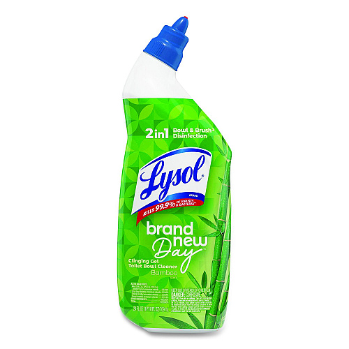 LYSOL Brand Clinging Gel Brand New Day Toilet Bowl Cleaner, Bamboo, 24 oz Angle-Neck Bottle, 2/Pack, 4 Packs/Carton (62016CT)