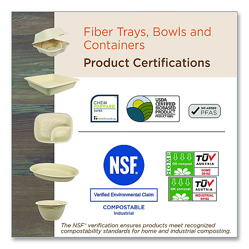 World Centric Fiber Containers, 17 oz, 6.02 x 8.02 x 1.5, Natural, Sugarcane Fiber, 400/Carton (TRSCU8LFP)
