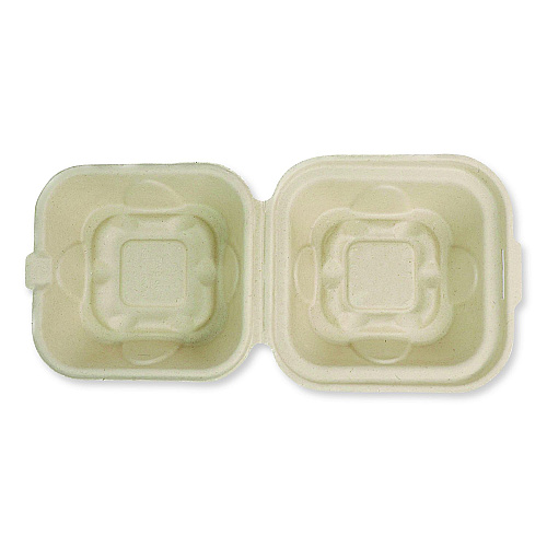 World Centric Fiber Hinged Takeout Containers, 8.2 x 8.8 x 2.9, Natural, Sugarcane Fiber, 300/Carton (TOSCU853LLF)
