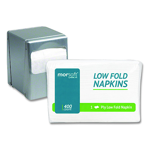 Morcon Paper Morsoft Low Fold Dispenser Napkins, 1-Ply, 3.5 x 5, White, 400/Pack, 20 Packs/Carton (D710)