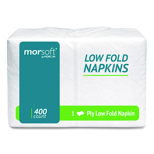 Morcon Paper Morsoft Low Fold Dispenser Napkins, 1-Ply, 3.5 x 5, White, 400/Pack, 20 Packs/Carton (D710)