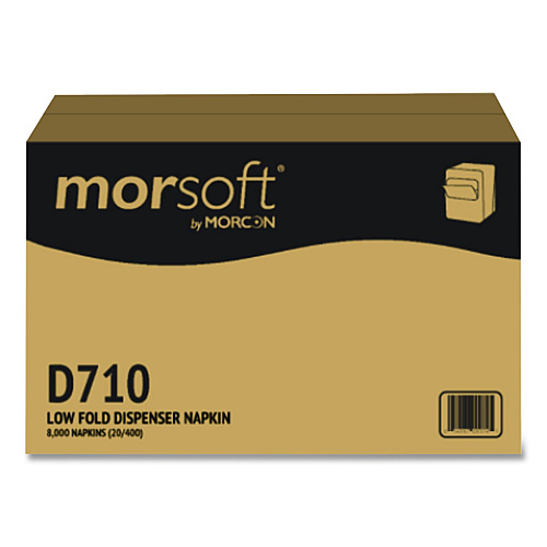 Morcon Paper Morsoft Low Fold Dispenser Napkins, 1-Ply, 3.5 x 5, White, 400/Pack, 20 Packs/Carton (D710)