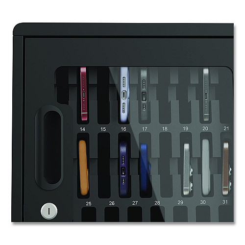 Luxor Cell Guard 30-Bay Cabinet for 32 Devices, 14.96 x 16.14 x 8.98, Black (CHZZ001)