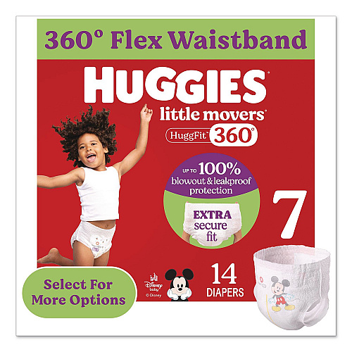 Huggies Little Movers HuggFit 360 Degree, Size 7, Over 41 lbs, Disney Design, 14/Pack (56609PK)