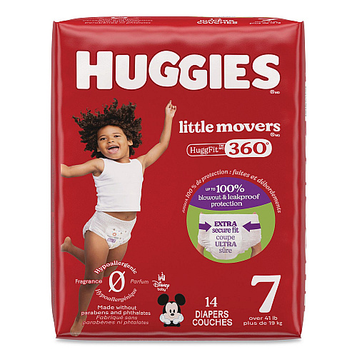 Huggies Little Movers HuggFit 360 Degree, Size 7, Over 41 lbs, Disney Design, 14/Pack (56609PK)