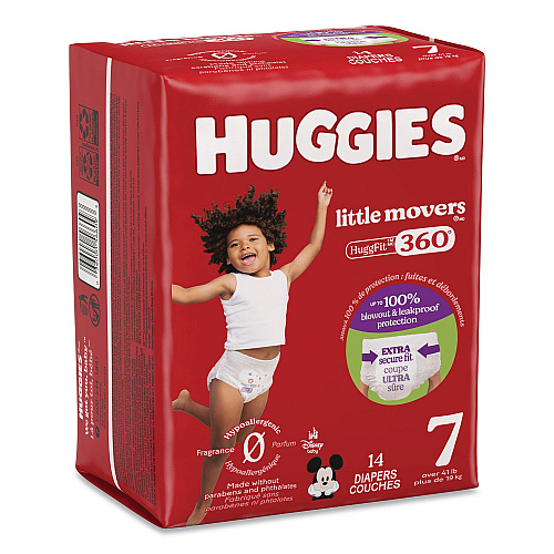 Huggies Little Movers HuggFit 360 Degree, Size 7, Over 41 lbs, Disney Design, 14/Pack (56609PK)