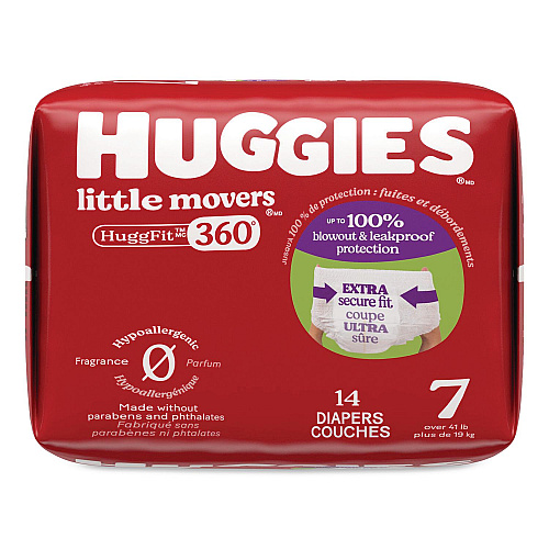 Huggies Little Movers HuggFit 360 Degree, Size 7, Over 41 lbs, Disney Design, 14/Pack (56609PK)