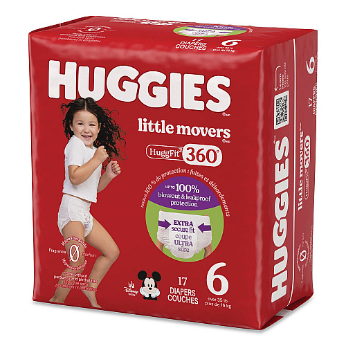 Huggies Little Movers HuggFit 360 Degree, Size 6, Over 35 lbs, Disney Design, 17/Pack (56608PK)