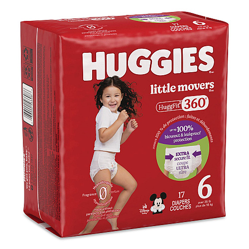 Huggies Little Movers HuggFit 360 Degree, Size 6, Over 35 lbs, Disney Design, 17/Pack (56608PK)