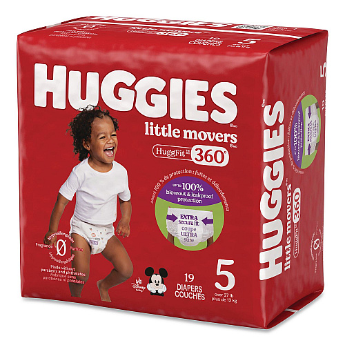Huggies Little Movers HuggFit 360 Degree, Size 5, Over 27 lbs, Disney Design, 19/Pack (56607PK)
