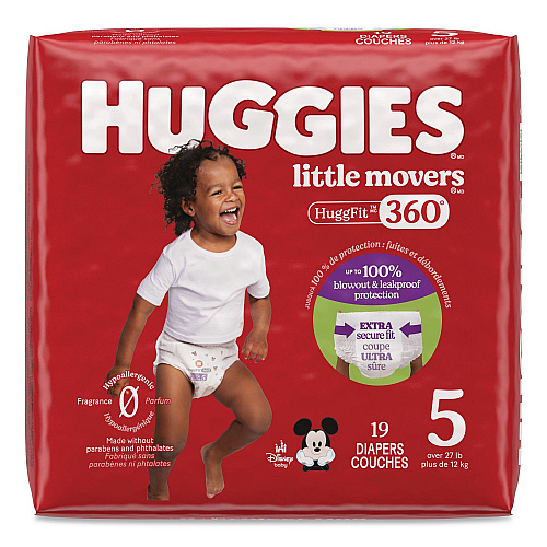 Huggies Little Movers HuggFit 360 Degree, Size 5, Over 27 lbs, Disney Design, 19/Pack (56607PK)