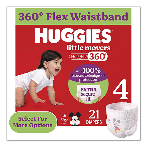 Huggies Little Movers HuggFit 360 Degree, Size 4, 22 lbs to 37 lbs Disney Design, 21/Pack (56606PK)