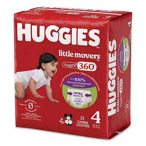 Huggies Little Movers HuggFit 360 Degree, Size 4, 22 lbs to 37 lbs Disney Design, 21/Pack (56606PK)