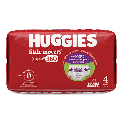 Huggies Little Movers HuggFit 360 Degree, Size 4, 22 lbs to 37 lbs Disney Design, 21/Pack (56606PK)