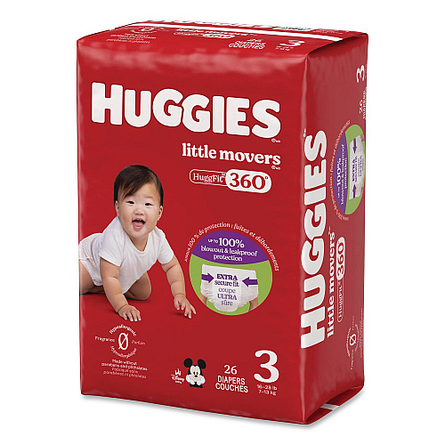 Huggies Little Movers HuggFit 360 Degree, Size 3, 16 lbs to 28 lbs, Disney Design, 26/Pack (56605PK)