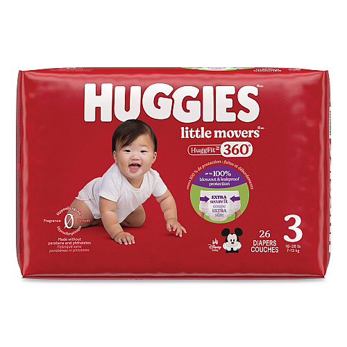 Huggies Little Movers HuggFit 360 Degree, Size 3, 16 lbs to 28 lbs, Disney Design, 26/Pack (56605PK)