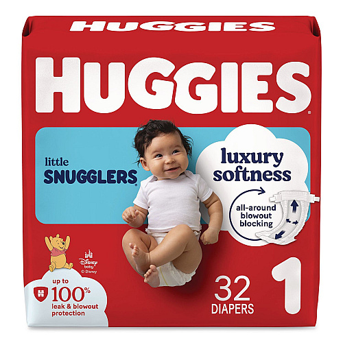 Huggies Little Snugglers Baby Diapers, Size 1, 8 lbs to 14 lbs, Disney Design, 32/Pack (49695PK)