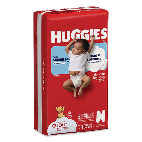 Huggies Little Snugglers Baby Diapers, Size Newborn to 10 lbs, Disney Design, 31/Pack (49694PK)