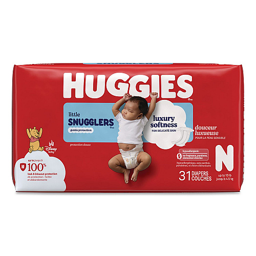 Huggies Little Snugglers Baby Diapers, Size Newborn to 10 lbs, Disney Design, 31/Pack (49694PK)